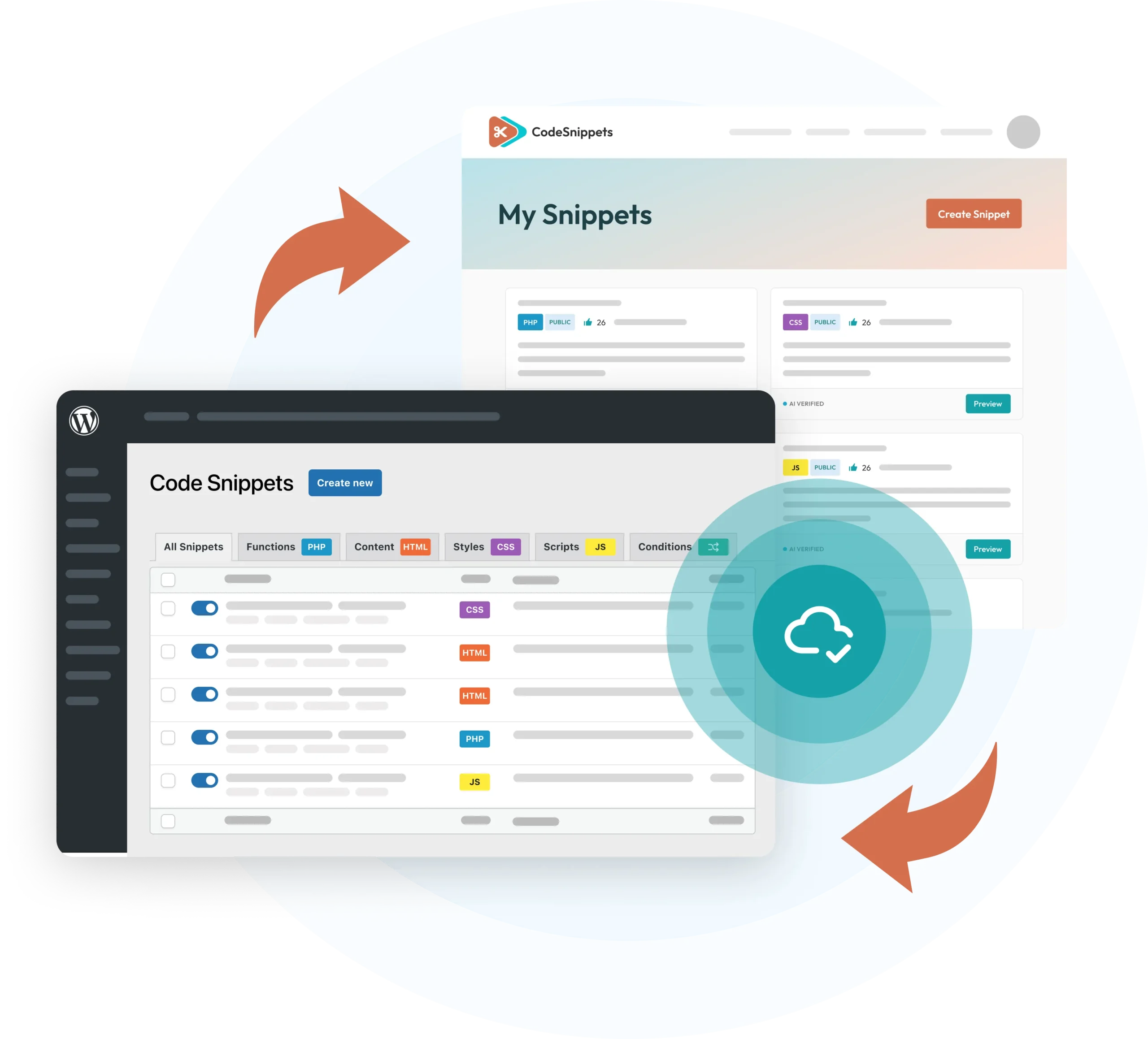manage snippets in cloud